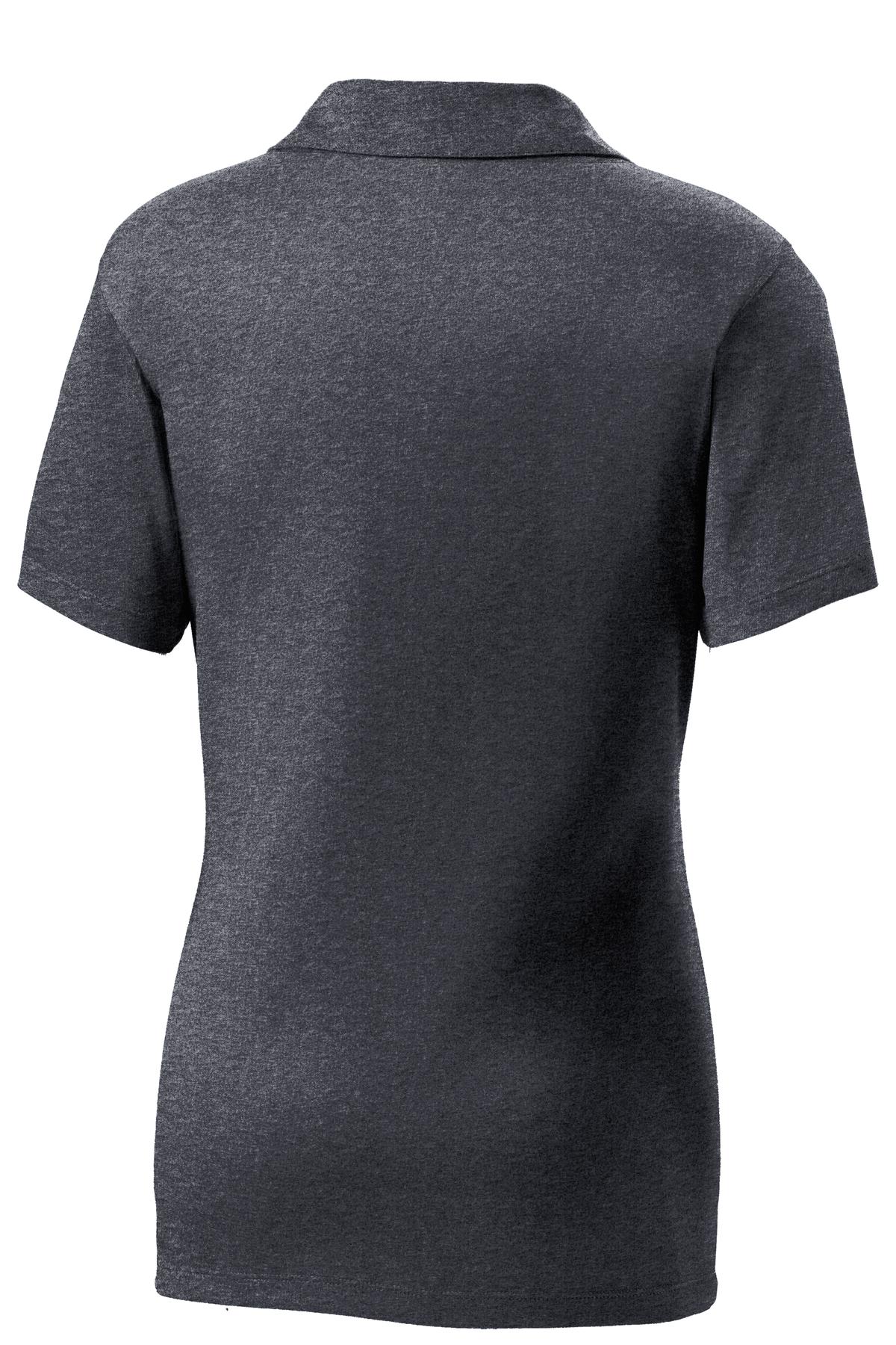 Rear View of Graphite Hthr Sport-Tek Women's Heather Contender Polo. LST660