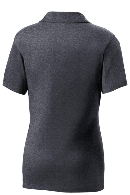 Rear View of Graphite Hthr Sport-Tek Women's Heather Contender Polo. LST660