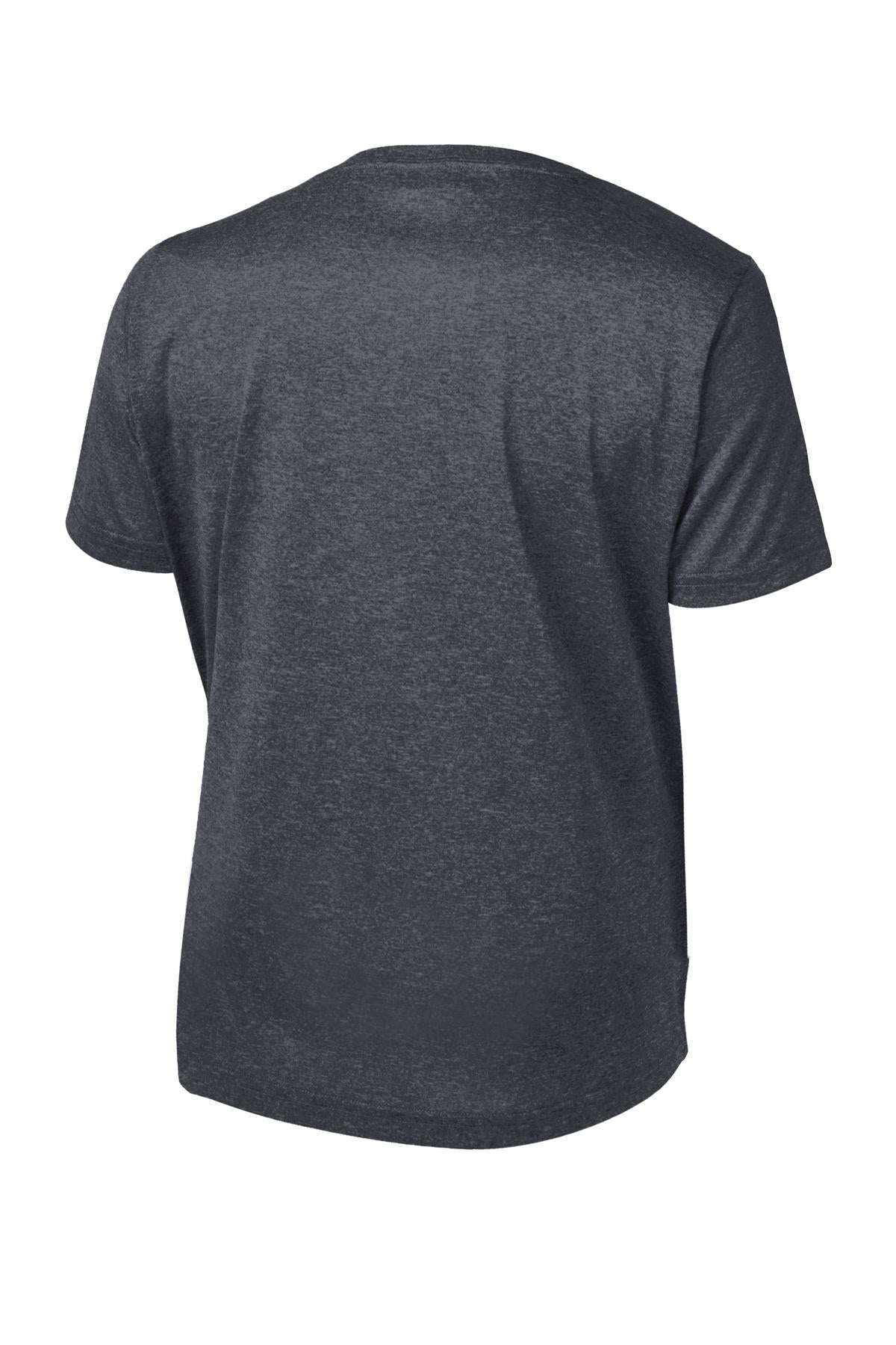 Rear View of Graphite Hthr Sport-Tek Youth Heather Contender Tee. YST360