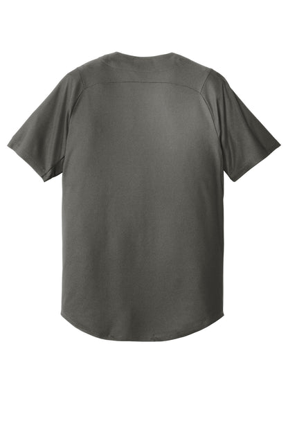 Rear View of Graphite New Era Diamond Era Full-Button Jersey. NEA220