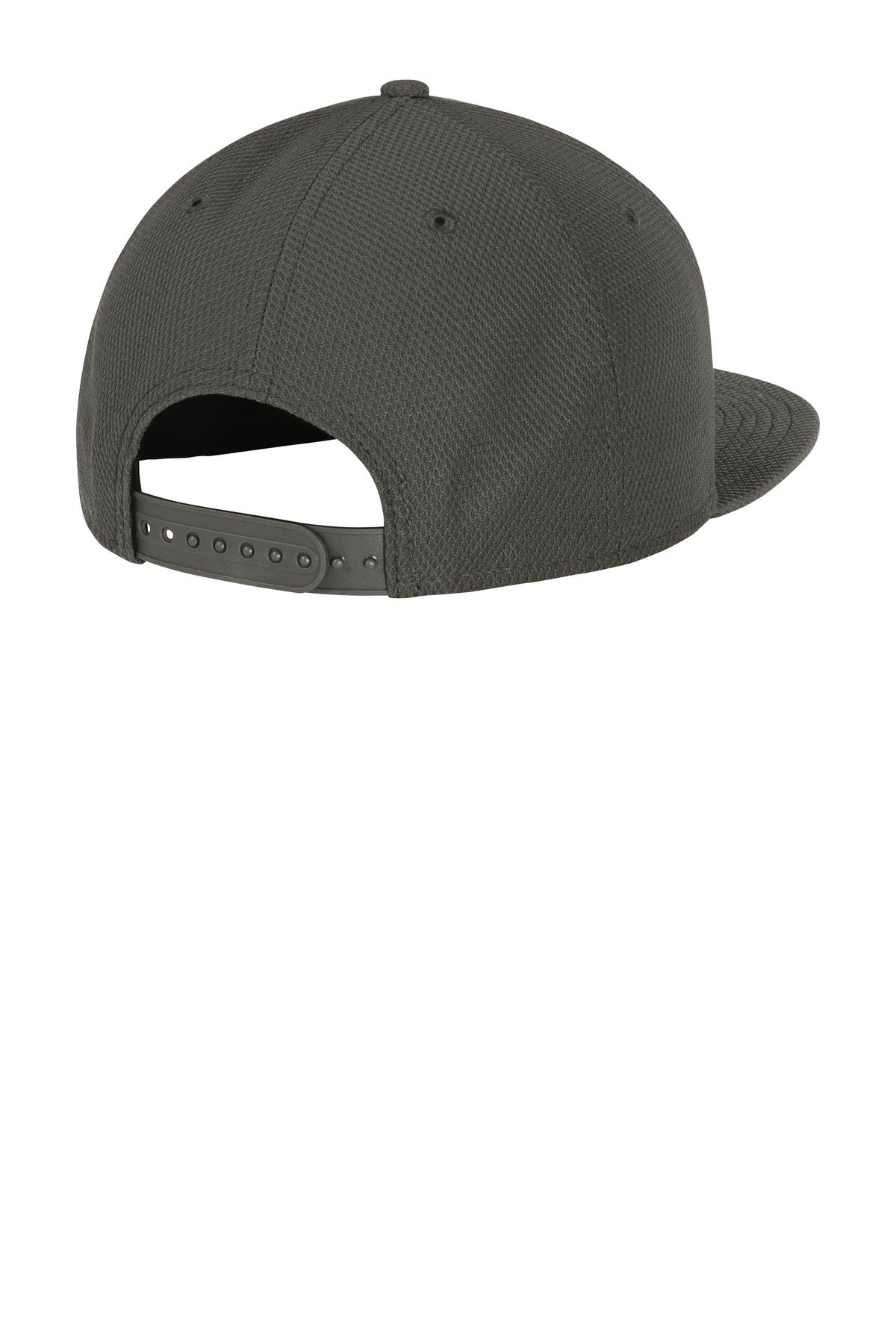 Rear View of Graphite New Era Original Fit Diamond Era Flat Bill Snapback Cap. NE404