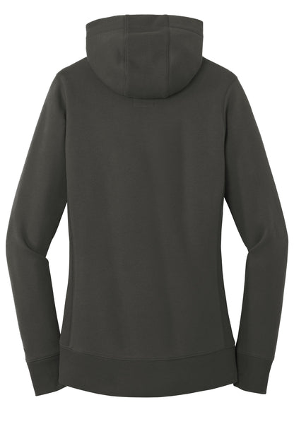 Rear View of Graphite New Era Women's French Terry Pullover Hoodie. LNEA500
