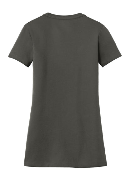 Rear View of Graphite New Era Women's Heritage Blend V-Neck Tee. LNEA101
