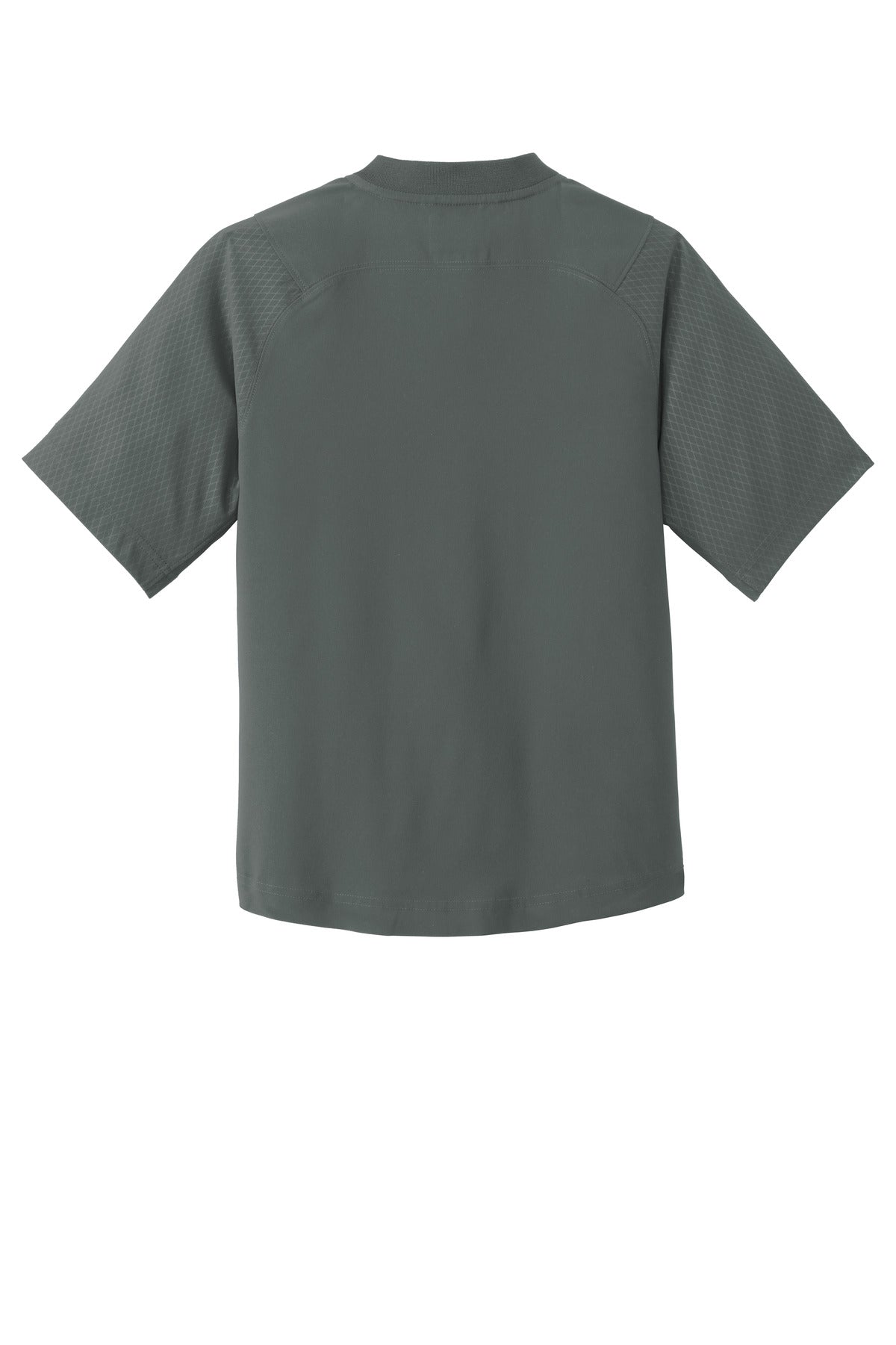 Rear View of Graphite New Era Youth Cage Short Sleeve 1/4-Zip Jacket. YNEA600