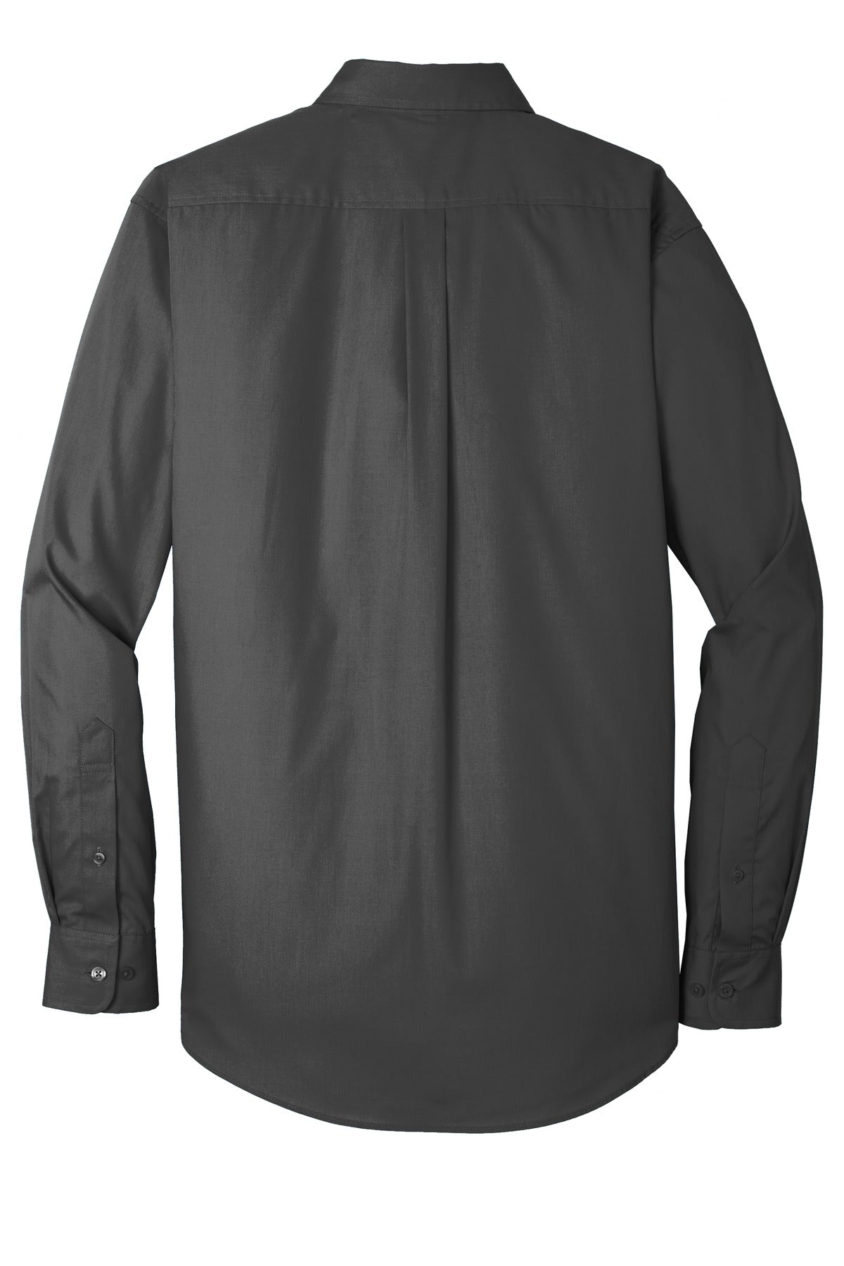 Rear View of Graphite Port Authority Long Sleeve Carefree Poplin Shirt. W100