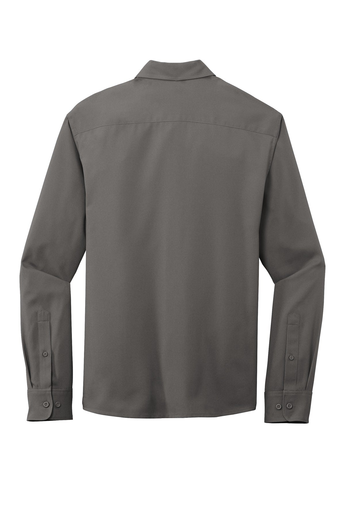 Rear View of Graphite Port Authority Long Sleeve Performance Staff Shirt W401