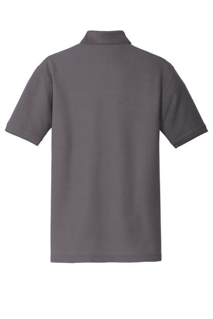 Rear View of Graphite Port Authority Tall Core Classic Pique Polo. TLK100