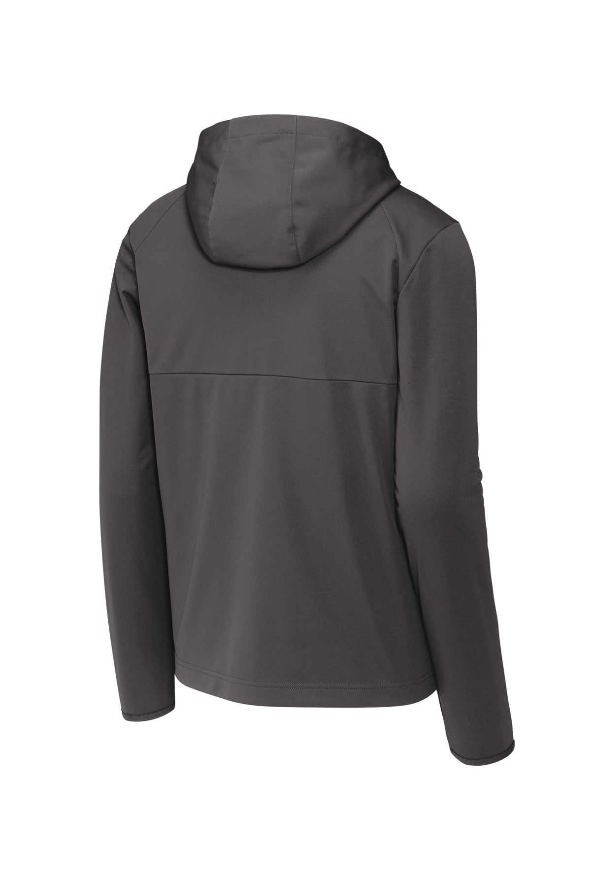 Rear View of Graphite Sport-Tek Hooded Soft Shell Jacket ST980