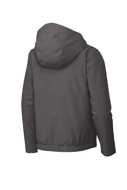 Rear View of Graphite Sport-Tek Youth Waterproof Insulated Jacket YST56
