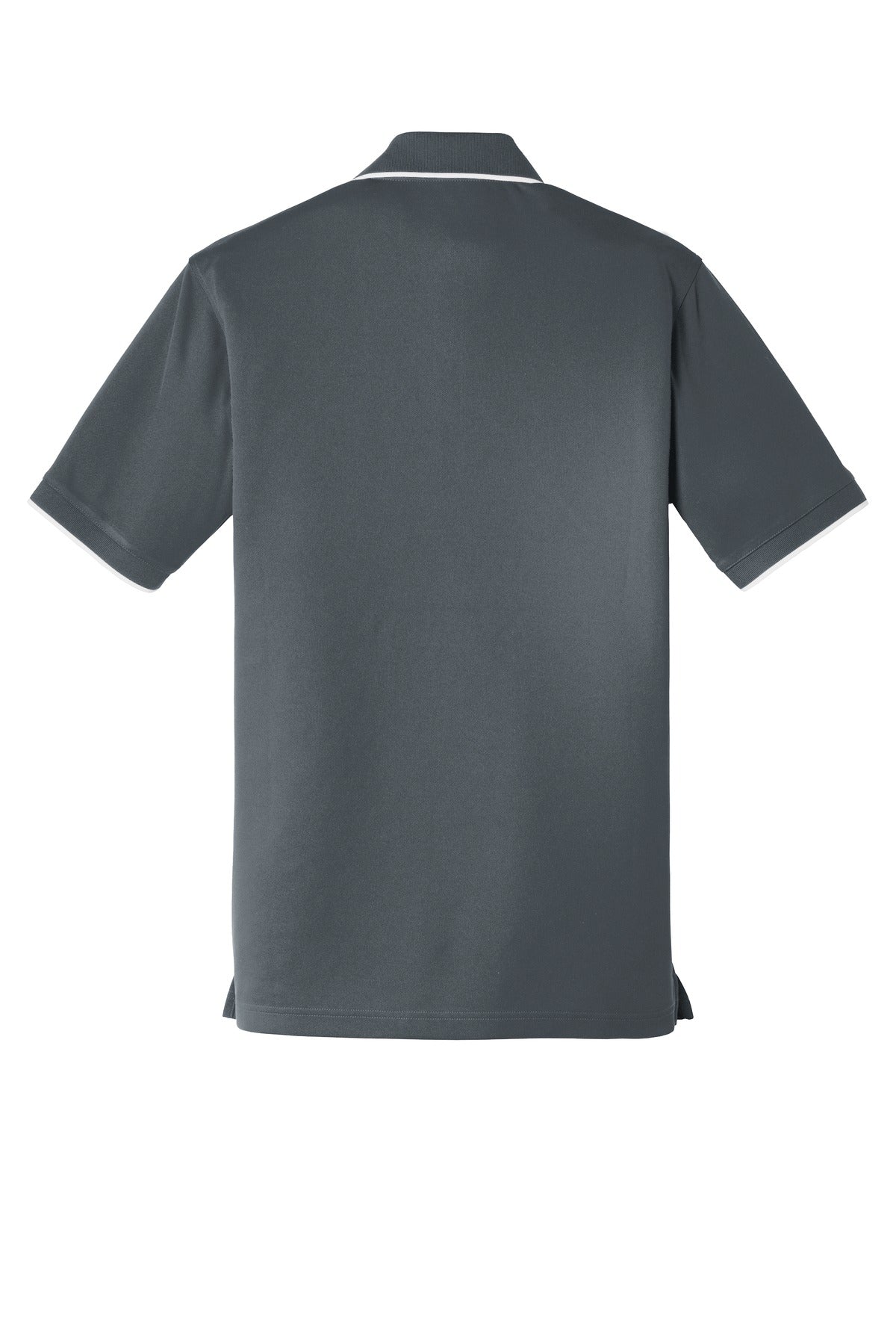 Rear View of Graphite/White Port Authority Dry Zone UV Micro-Mesh Tipped Polo. K111