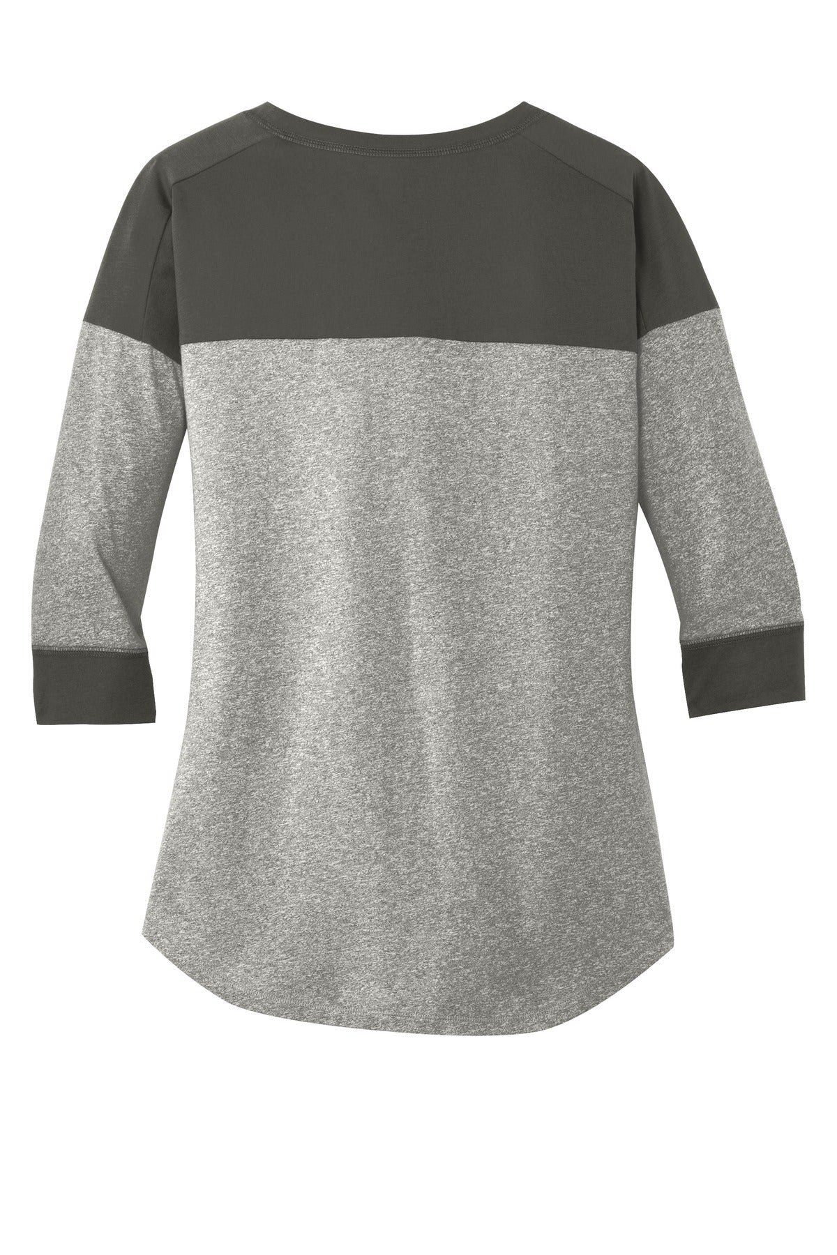Rear View of Graph/Lt GrphT New Era Women's Heritage Blend 3/4-Sleeve Baseball Raglan Tee. LNEA104