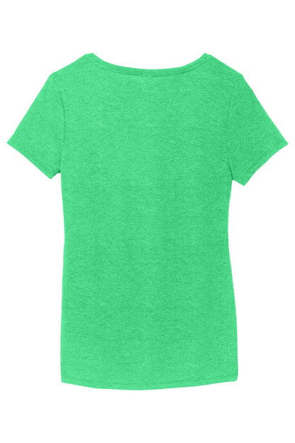 Rear View of Green Frost District Women's Perfect Tri V-Neck Tee. DM1350L