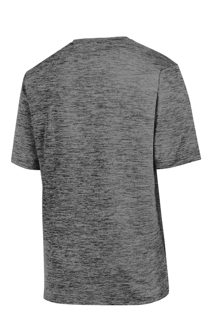 Rear View of Grey Black Ele Sport-Tek Youth PosiCharge Electric Heather Tee. YST390