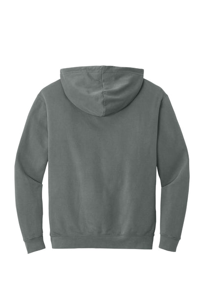 Rear View of Grey Comfort Colors Lightweight Hooded Sweatshirt 1467