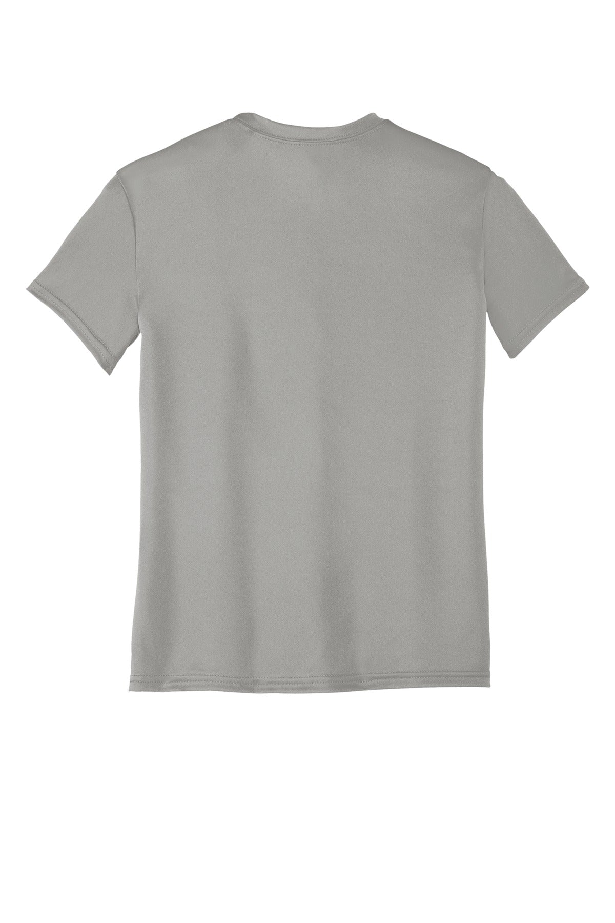 Rear View of Grey Concrete Port & Company Youth Performance Tee. PC380Y