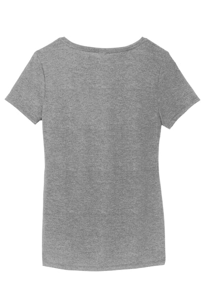 Rear View of Grey Frost District Women's Perfect Tri V-Neck Tee. DM1350L