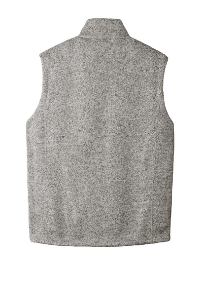 Rear View of Grey Heather Port Authority Sweater Fleece Vest F236