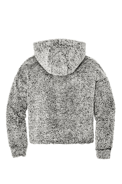 Rear View of Grey Heather Port Authority Women's Cozy Fleece Hoodie. L132
