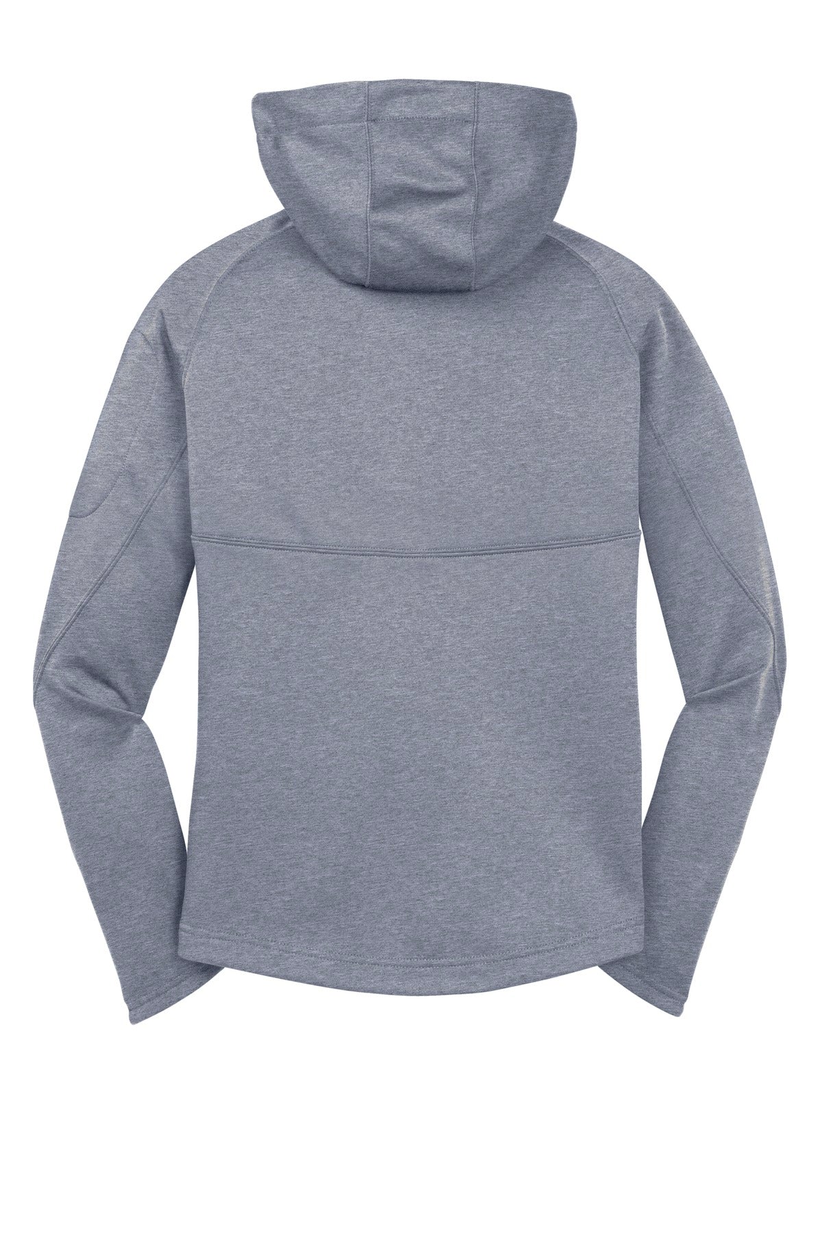 Rear View of Grey Heather Sport-Tek Women's Tech Fleece Full-Zip Hooded Jacket. L248