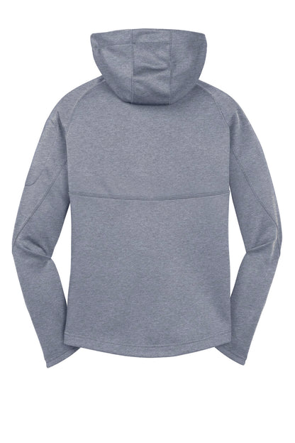 Rear View of Grey Heather Sport-Tek Women's Tech Fleece Full-Zip Hooded Jacket. L248