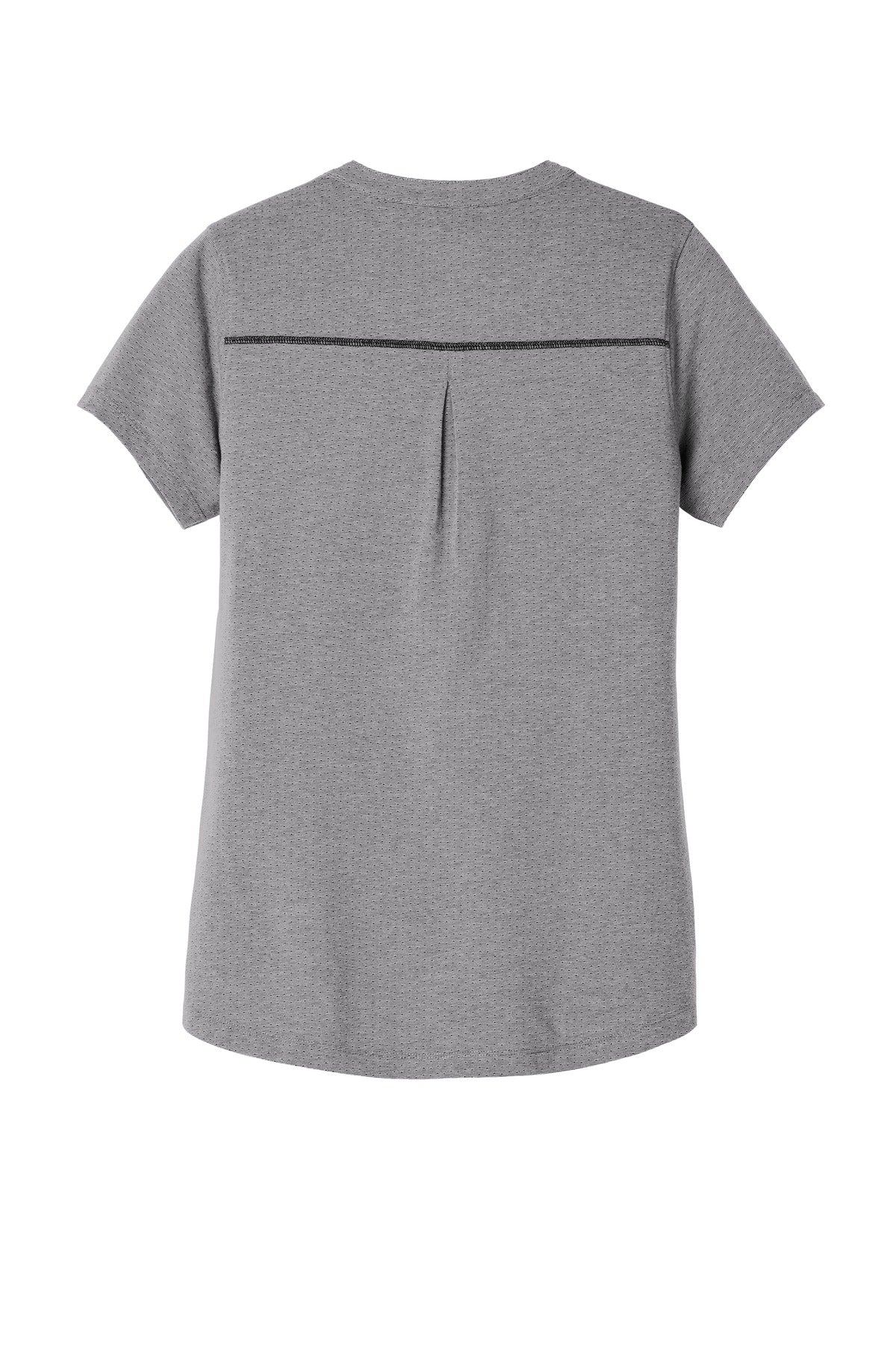 Rear View of Grey Hthr OGIO Women's Tread Henley. LOG136