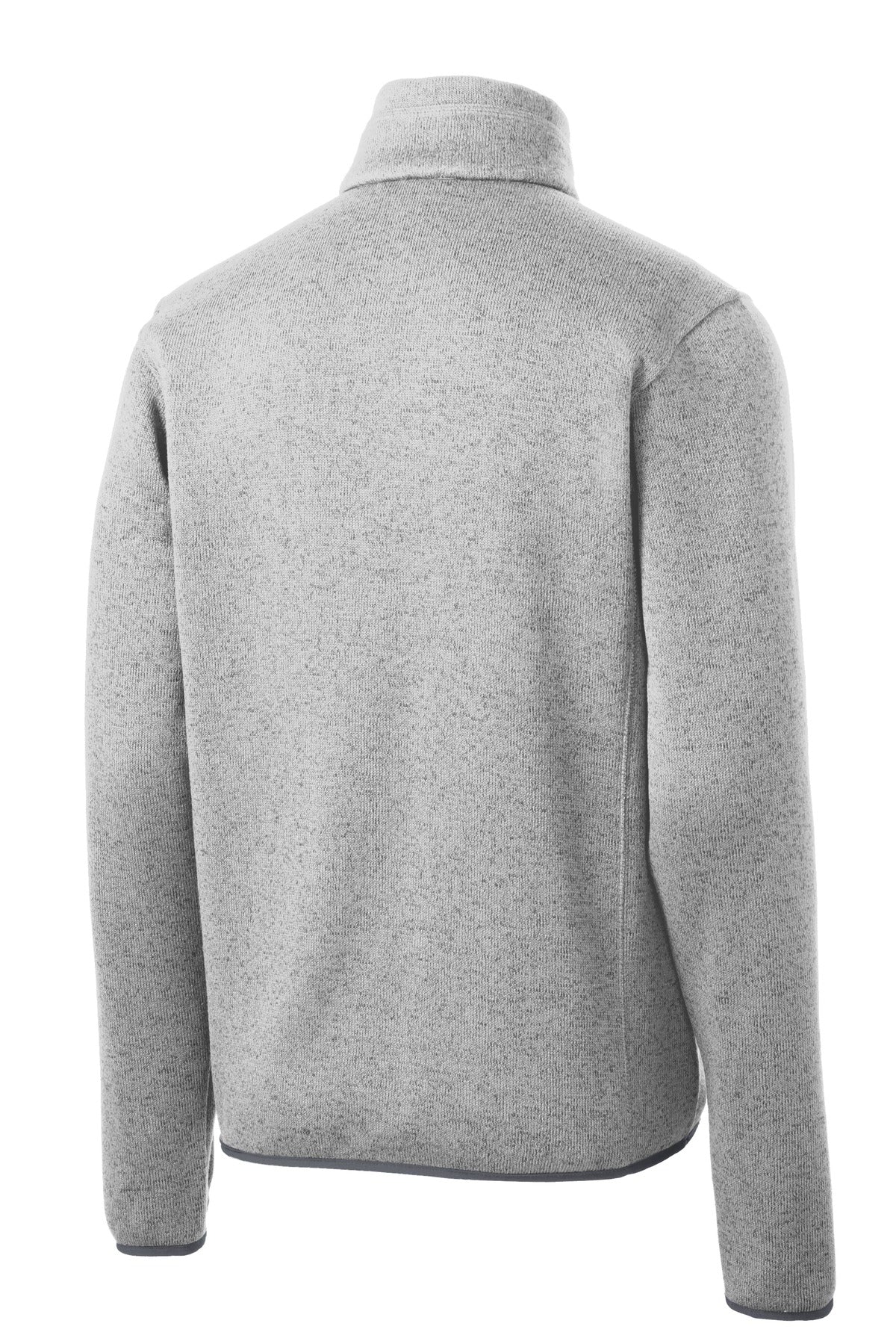 Rear View of Grey Hthr Port Authority Sweater Fleece Jacket. F232