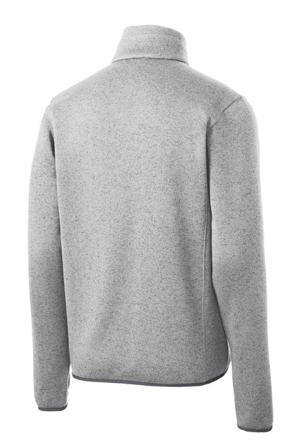 Rear View of Grey Hthr Port Authority Sweater Fleece Jacket. F232