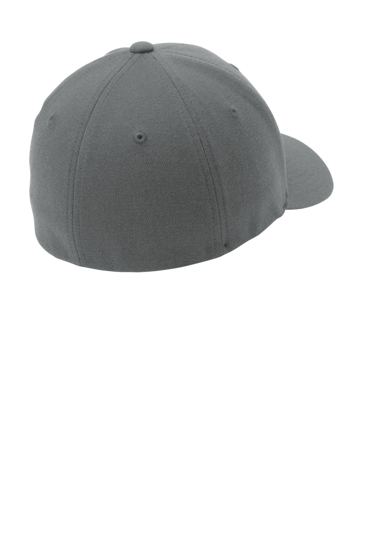 Rear View of Grey Port Authority Flexfit Wool Blend Cap. C928