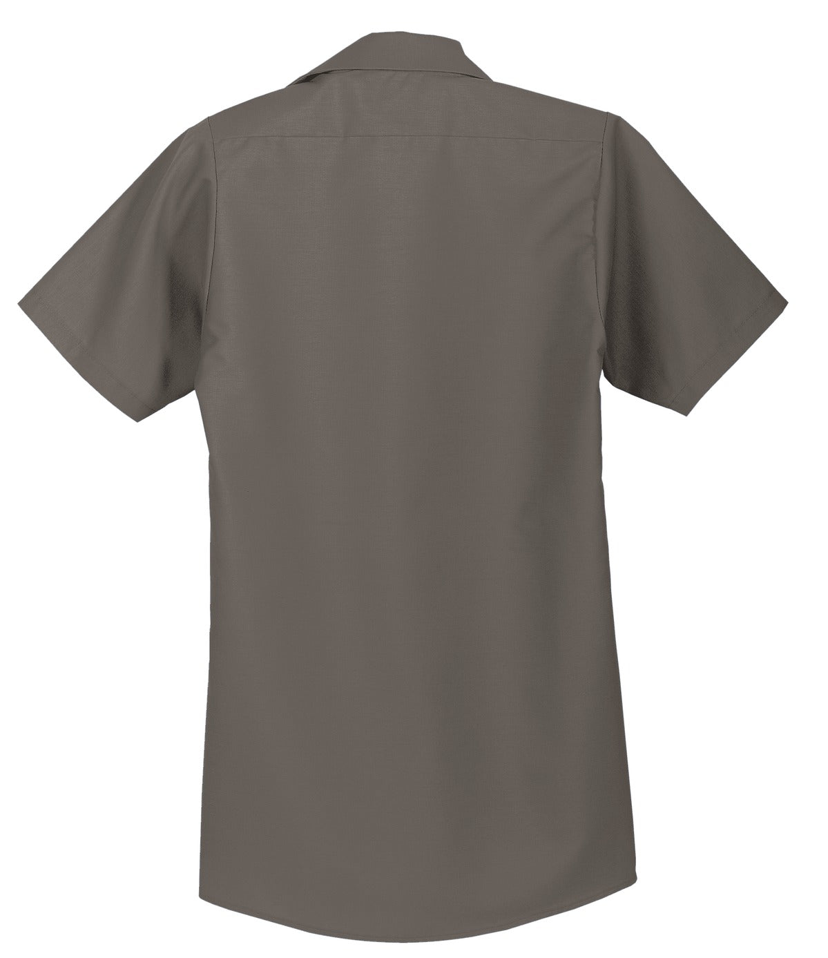 Rear View of Grey Red Kap Long Size, Short Sleeve Industrial Work Shirt. SP24LONG