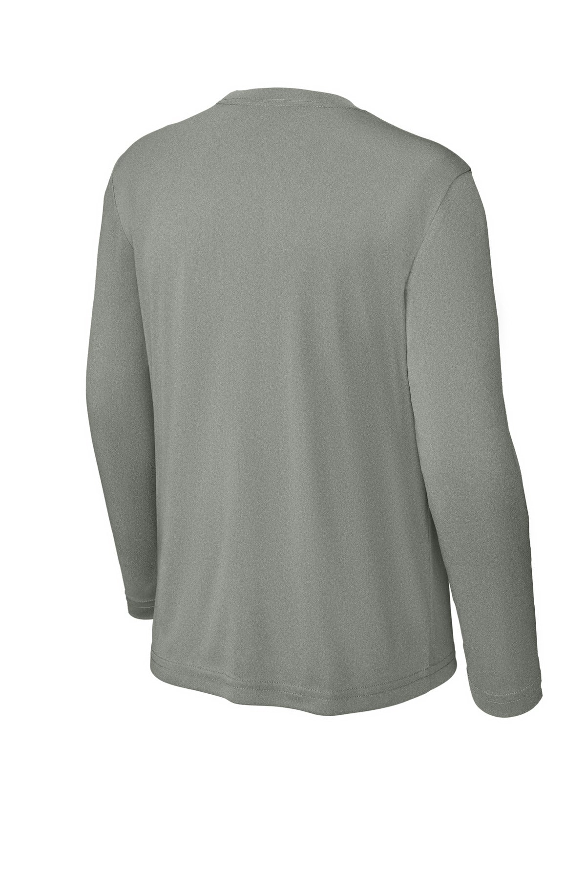 Rear View of GryConHthr Sport-Tek Youth Long Sleeve PosiCharge Competitor Tee. YST350LS