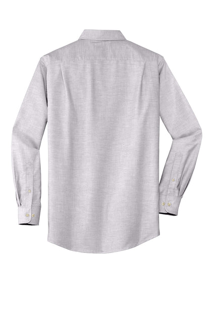 Rear View of Gusty Grey Port Authority SuperPro Oxford Shirt. S658