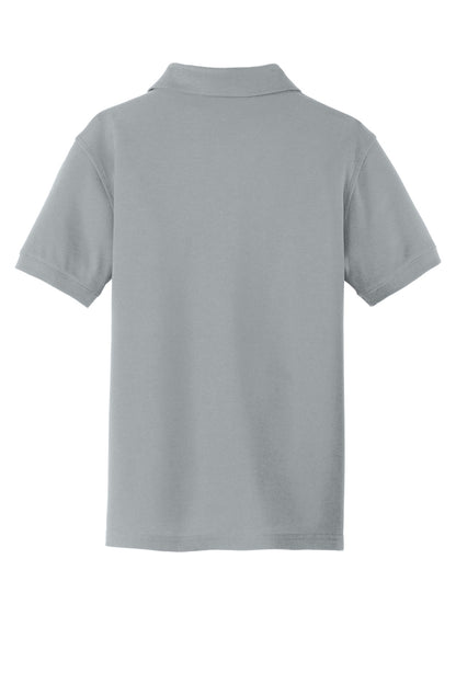 Rear View of Gusty Grey Port Authority Youth Core Classic Pique Polo. Y100