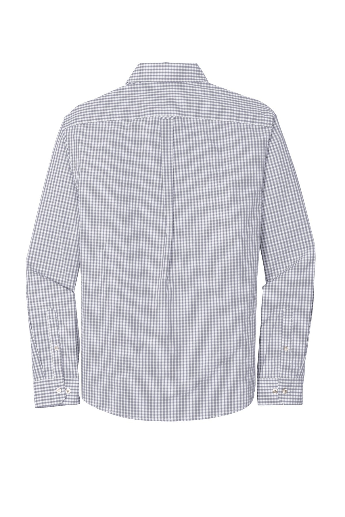 Rear View of Gusty Grey/Wht Port Authority Broadcloth Gingham Easy Care Shirt W644