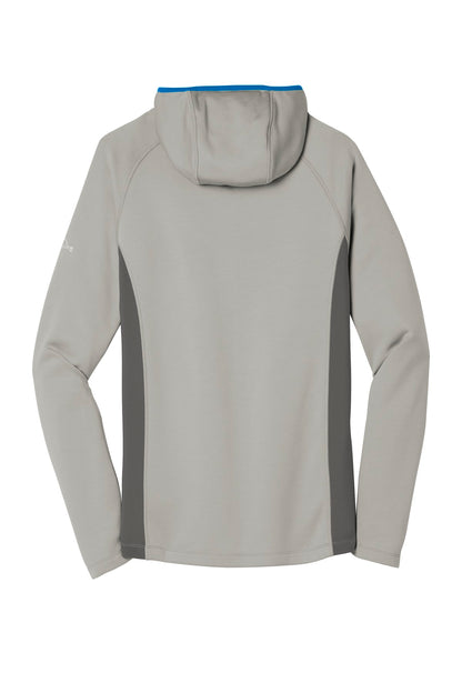Rear View of Gy Cld/GS/ExBl Eddie Bauer Sport Hooded Full-Zip Fleece Jacket. EB244