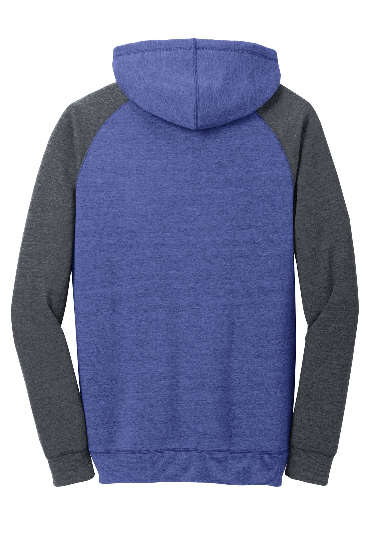 Rear View of H Dp Ryl/H Cha District Young Mens Lightweight Fleece Raglan Hoodie. DT196