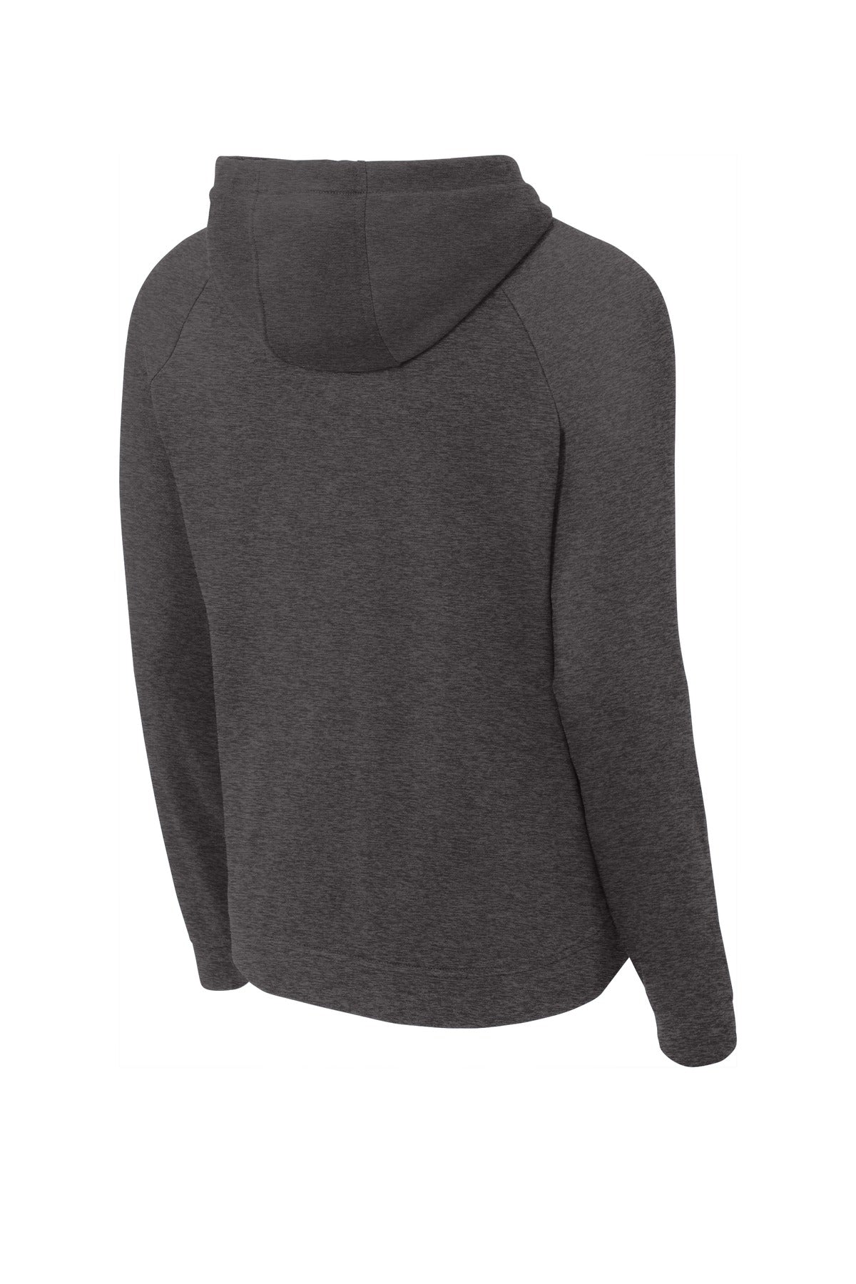 Rear View of Heather Black Sport-Tek Lightweight French Terry Pullover Hoodie. ST272