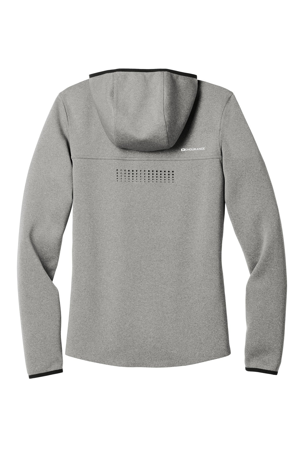 Rear View of Heather Grey OGIO Stealth Full-Zip Jacket. OE728