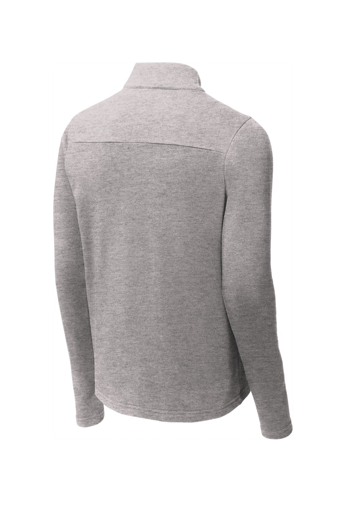 Rear View of Heather Grey Sport-Tek Lightweight French Terry 1/4-Zip Pullover. ST273