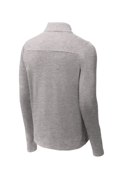 Rear View of Heather Grey Sport-Tek Lightweight French Terry 1/4-Zip Pullover. ST273