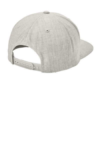 Rear View of Heather Grey Sport-Tek YP Classics Flat Bill Snapback Cap. STC19