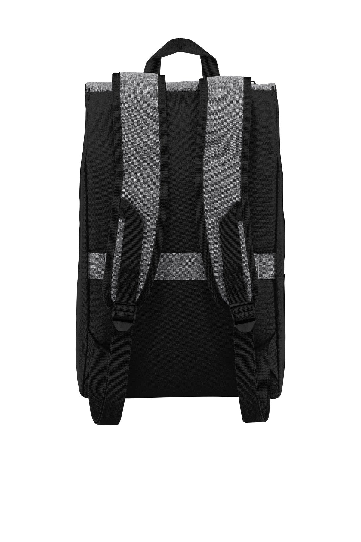 Rear View of Heather Gry/Bk Port Authority Access Rucksack. BG219