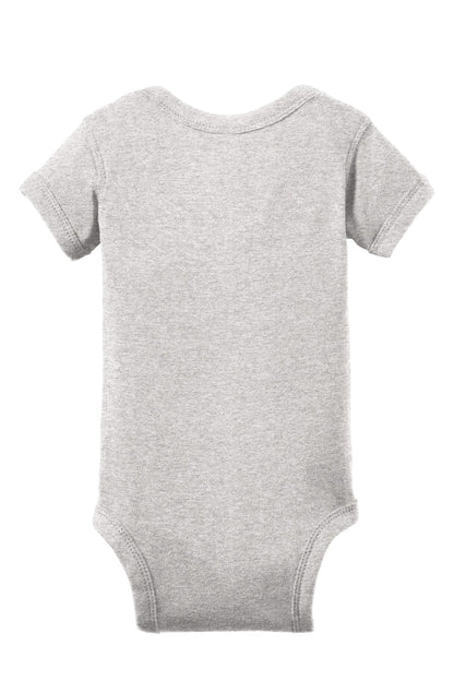 Rear View of Heather Rabbit Skins Infant Short Sleeve Baby Rib Bodysuit. RS4400