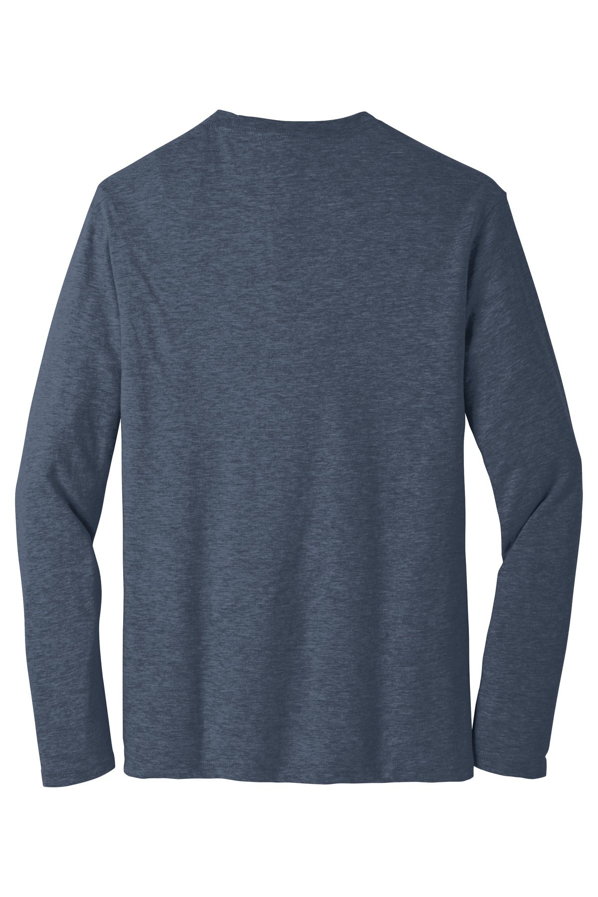 Rear View of Heathered Navy District Very Important Tee Long Sleeve. DT6200