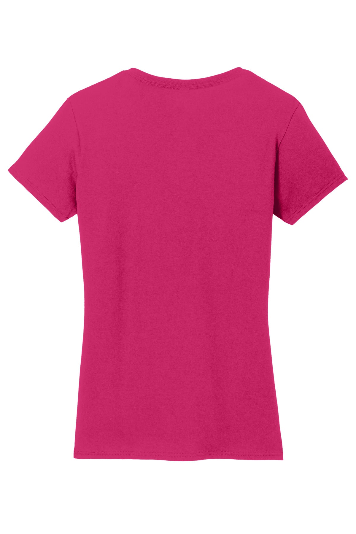 Rear View of Heliconia Gildan Women's Heavy Cotton 100% Cotton V-Neck T-Shirt. 5V00L