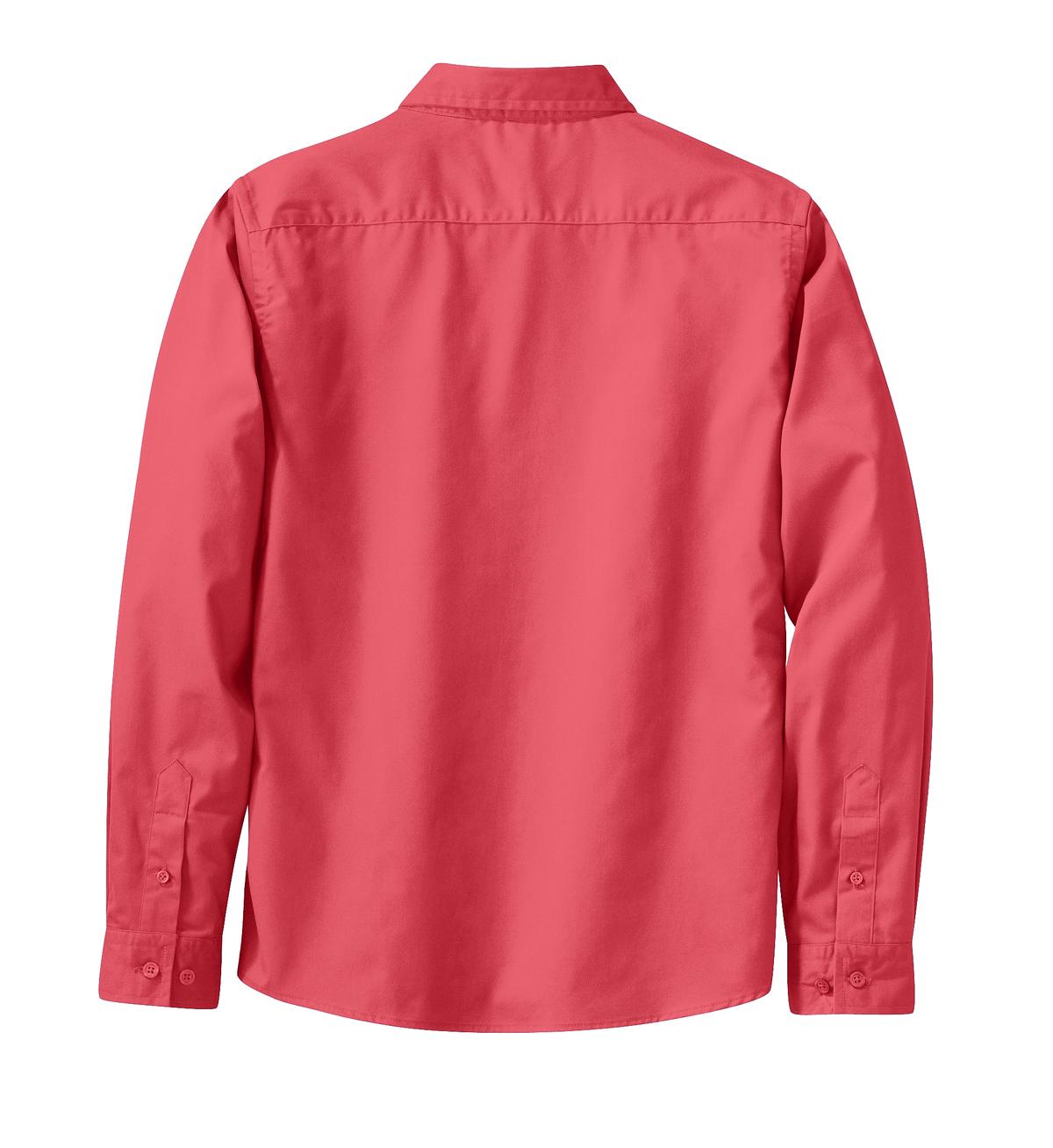 Rear View of Hibiscus Port Authority Women's Long Sleeve Easy Care Shirt. L608