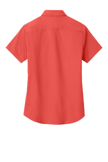 Rear View of Hibiscus Port Authority Women's Short Sleeve Easy Care Shirt. L508