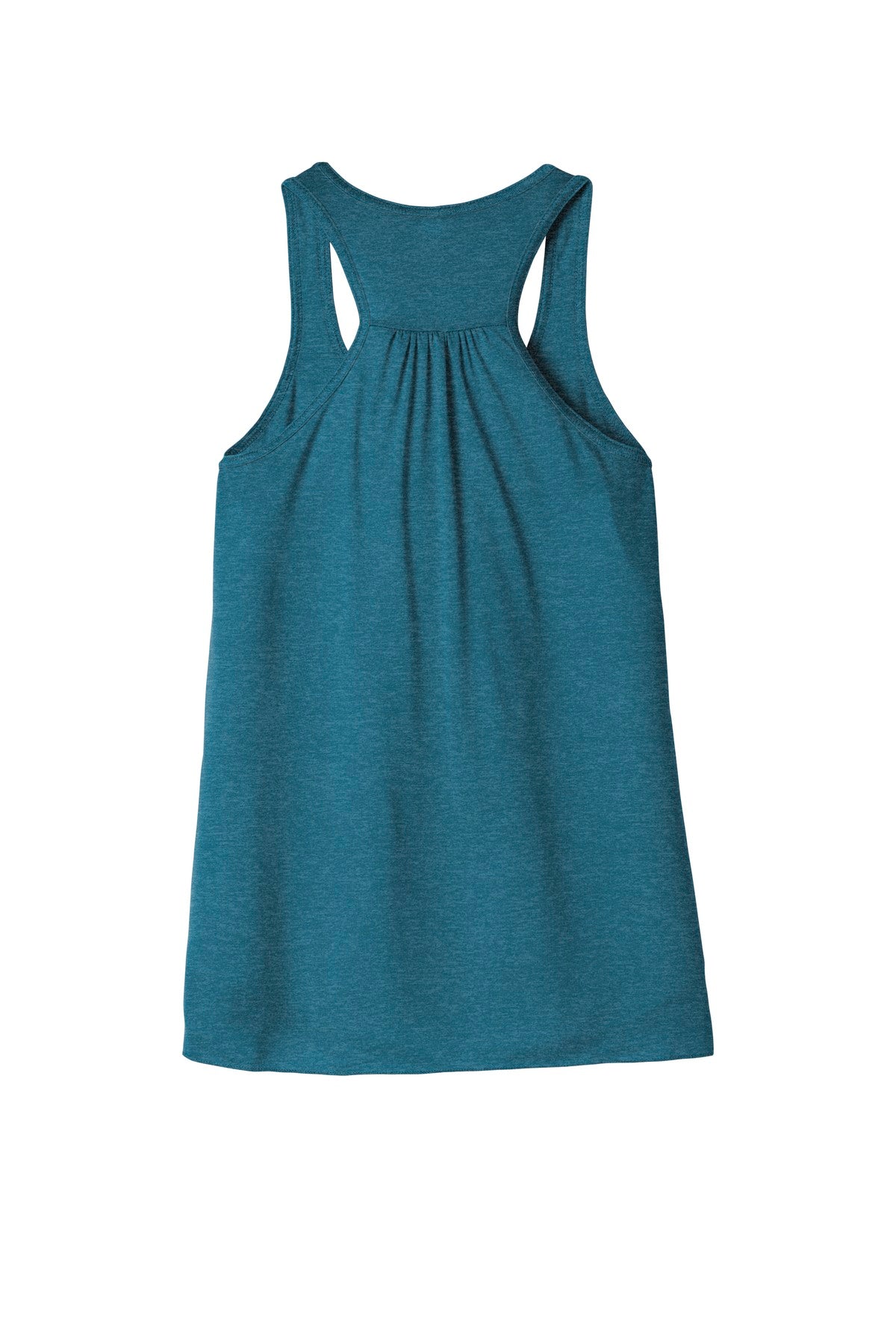 Rear View of Ht Deep Teal BELLA+CANVAS Women's Flowy Racerback Tank. BC8800
