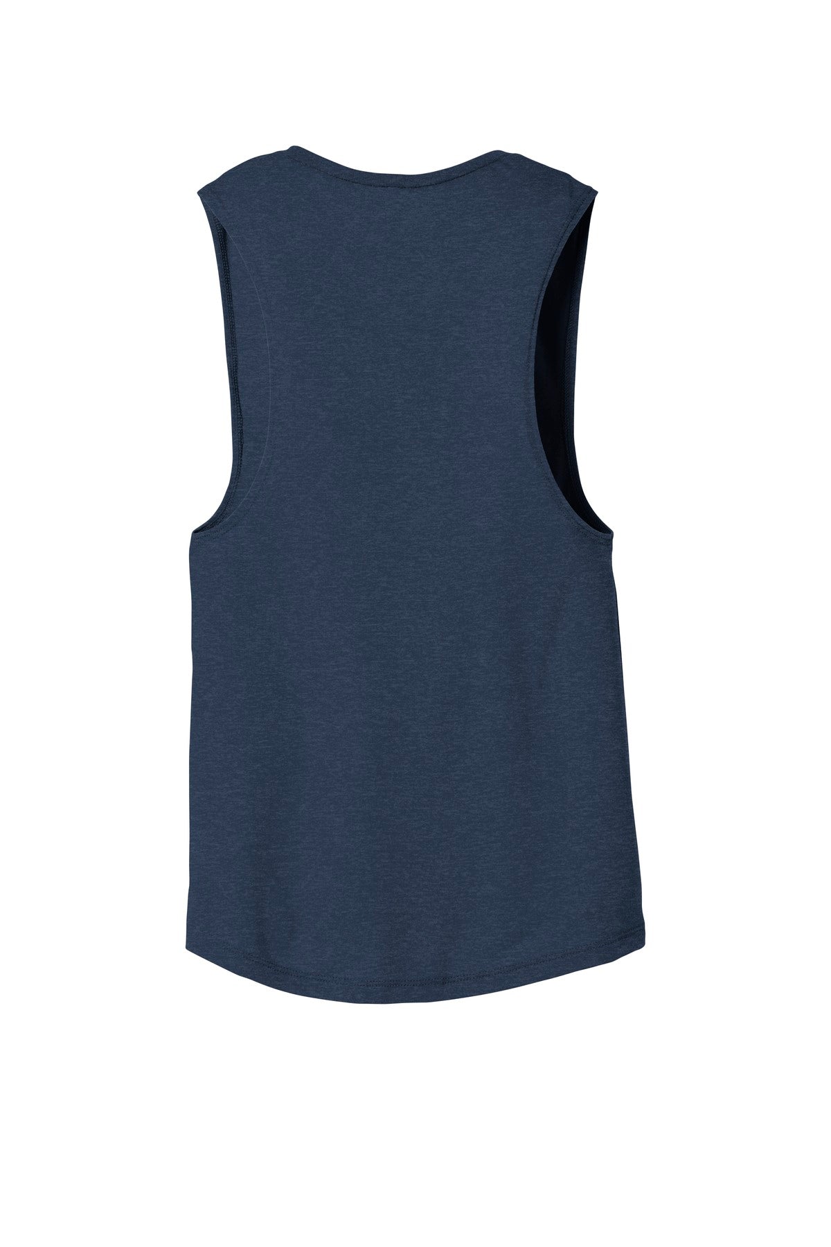 Rear View of Ht Navy BELLA+CANVAS Women's Flowy Scoop Muscle Tank. BC8803