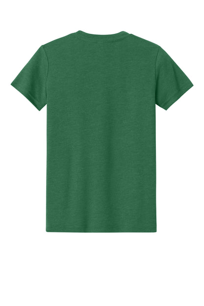 Rear View of HtGrassGrn BELLA+CANVAS Youth Heather CVC Tee BC3001YCVC