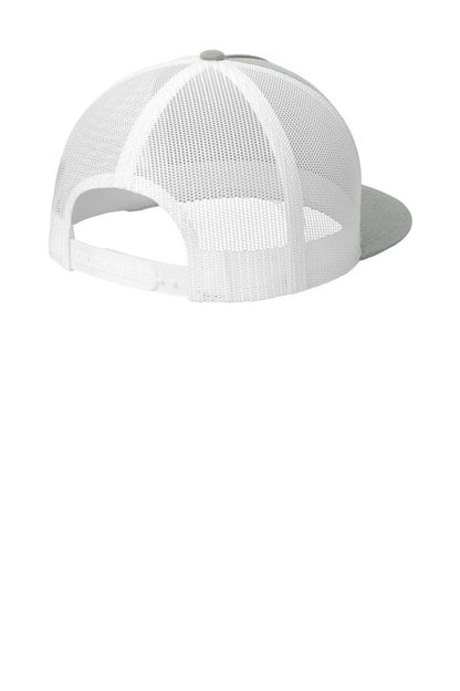 Rear View of HtGy/White Sport-Tek YP Classics 5-Panel Classic Trucker Mesh Back Cap. STC38